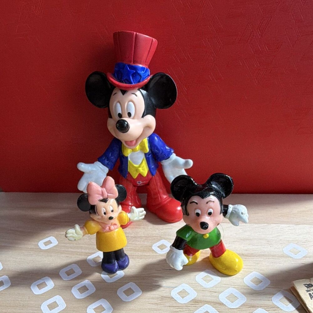 Disney Mickey Mouse & Friends Figurine Lot of 3: Mickey Mouse & Minnie, 3"